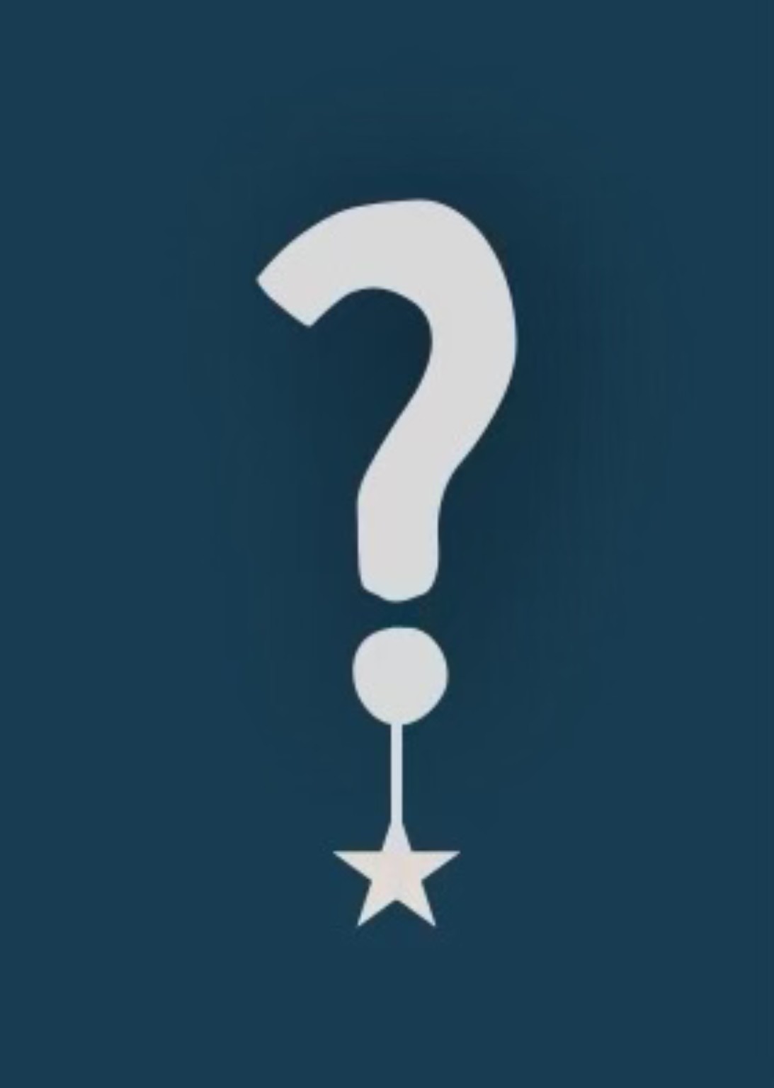 White question mark connected to a star on a teal background